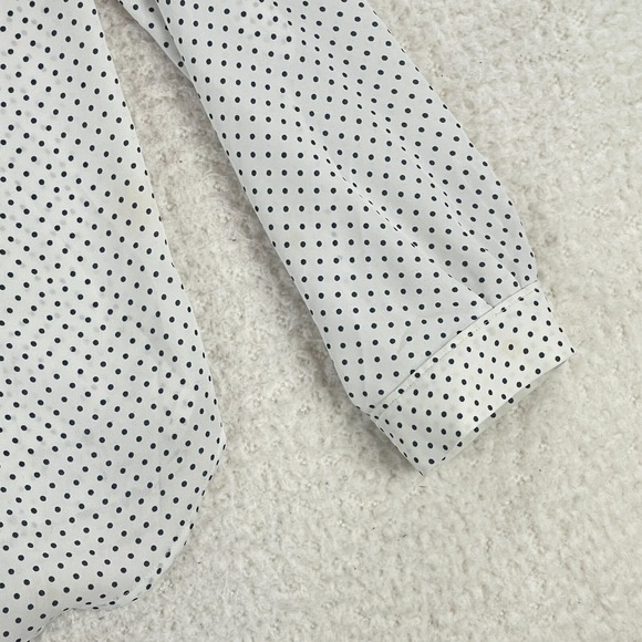 LOFT Outlet White Black Polka‎ Dot Print Shirt Womens V-Neck Long Sleeve Size L - Picture 5 of 16